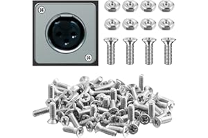 DUNZY 50 Pieces D-Series Panel Rack Screws and Nut Kit Panel-Mount Connector M2.5 x 8mm Screw Stainless Steel Metal Screws Audio Server Rack Mounts for Attaching D-Series Connectors to Panels