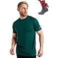 Merino.tech Merino Wool T-Shirt Mens - 100% Organic Merino Wool Undershirt Lightweight Base Layer + Hiking Wool Socks