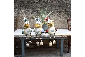 VCTKLN Huhn Deko Garten Keramik, Gartendeko, Deko Hühner Figuren Huhn Gartenstecker Tiere Dekoration für Außen, Harz Statue Bauernhof Balkon Wohnzimmer Office Deko (3 Hühner)
