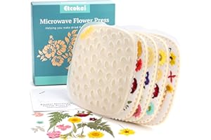 Etcokei Mikrowellen-Blumenpress-Kit, 4-Schichten Schnelles Blumenpress-Werkzeug, Blumen-Konservierungs-Kit, Große Blumenpresse für Pflanzenkunst, Ideal für Resin Kunst, Scrapbooking, Nagelkunst