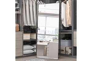 Elemango Spiegel 165x60cm in voller Länge, Standspiegel Standspiegel, Großer Schwarzer Spiegel, Rechteckspiegel, hängend stehend oder gelehnt, Schlafzimmer Spiegel Wandspiegel (Schwarz)