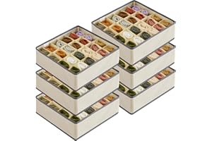 Lifewit Set de 6 Organizador de Cajones y Separador,Guardarropas Plegables de Tela,Cajas de Almacenaje para Armario de Dormitorio,para Almacenar Calcetines,Ropa Interior,Corbatas, Bufandas, Khaki