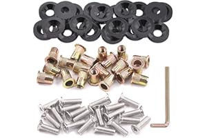 Glarks 61Pcs Black M6 Aluminum Bumper Fender Washer CNC Finishing Washer Engine Bay Dress Up Fastener with Stainless Steel Bolts and Carbon Steel Rivet Nuts Kit for Car Bumpers Trunk Fender Hatch Lids