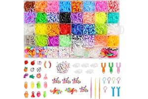 wenrescry 2500+ Loom Bands Kit, 30 Colors DIY Bracelet Making Kit with Accessories, Rainbow Bands & Rubber Bands for Creative Crafts, Portable Storage Box, Perfect Craft Set Gift
