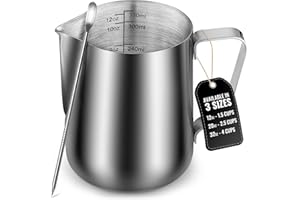 Zulay Kitchen espumar una jarra € “mejor leche vaporizador vapor copa - fácil de mediciones leer creamer dentro - making espuma de café matcha chai latte cappuccino caliente y un chocolate €“acero st