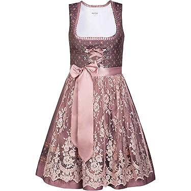 Dirndl Set Für Mädchen Rot & Rosa - Trachtenkleid Mit Schürze & Kopftuch Für Oktoberfest