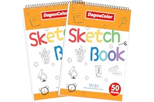 DagouColor 50 Blätter 9 "x12" Spiralgebundener Skizzenbuch für Kinder, Spiral-Gebundene Glatte Zeichnungspapier Skizzenpad, Doppelseitige Zeichnungspapiere für Anfänger Künstler (Pack of 2)