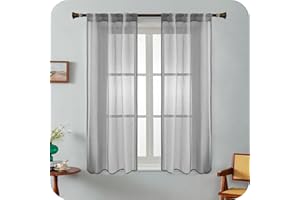 GIRASOLE HOME Coppia Tende Haiti Filtranti Simil Lino con Trama a Croci 2 Pannelli con Tasca e Passanti Nascosti (Grigio, 70x150cm)