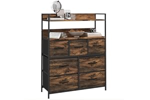 HOMCOM Mueble Organizador Cajonera de Tela con Cajones Plegables Estante Abierto y Marco de Acero Estilo Industrial para Salón Recibidor Dormitorio 79x29x101 cm Marrón Rústico