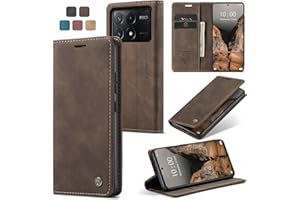 Cracedily Handyhülle für Xiaomi Poco X6 Pro 5G Hülle, Klapphülle Premium Lederhülle Klappbar Flip Case Tasche Magnet Kartenfach Standfunktion Klapphülle Schutzhülle für X6 Pro 5G Handyhülle, Kaffee