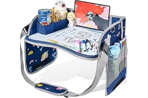 YZNLIFE Kids Travel Tray for Toddler Car Seat, Lap Tray for Airplane, Travel Desk Essential Accessories, Car Table for Kids Road Trip Activities