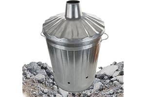 Pluto Packaging 90 Litre Incinerator Fire Burning Bin Heavy Duty (XL) Galvanised Metal with Special Lid & Handles