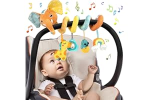 Funsland Spiral Pram Toys for Babies, Musical Infant Car Seat Toys Stroller Spiral Hanging Toys for Baby Girl 3-12 Months, Sensory Early Education Fox Crib Spiral Pushchair Toys Toy for Baby