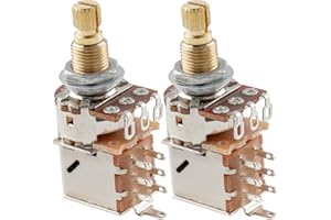 Musiclily Pro Latón Métrico A500K Potenciómetros Push/Pull Logarítmico Eje Dividido para Guitarra Eléctrica o Bajo (Set de 2)