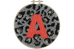 Trimits Punch Needle Hoop Kit, 20.3cm (8in), Animal Print Monogram