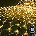 Gresonic Net Fairy Lights Warm White 270LED 3mx3m/9.84ftx9.84ft 8 Mode Timer Mains Powered IP44 Waterproof Christmas Mesh String Lights Indoor & Outdoor Bushes Decorations