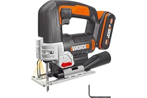 WORX Sierra de calar 20V | PowerShare | WX543-1 batería 2Ah | péndulo de 4 posiciones, cambio rápido de hoja, profundidad de corte de 24 mm, luz LED