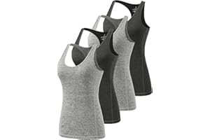 Ymmchy Tank Top für Damen Unterhemden Workout Racerback Tanktops 4er-Pack