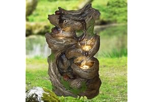 Amur Fountain Indoor Fountain Fairy Tale Forest with LED Light 230 V Waterfall Water Feature for Garden, Garden Pond, Patio, Balcony, Very Decorative