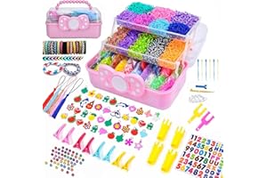 DasKid 17000+ Loom Bands Kit - 40 Vibrant Colors Loom Bands – Rubber Bands Bracelet Making Kit with A,B,C Beads, Connectors and Tools with Storage Box - DIY Arts & Crafts Gift for Girls & Boys