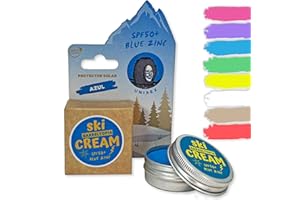 Barreltopia Esquí Protector Solar Facial SPF 50 + Snow Zinc Crema Colores - Bloqueador Solar Facial 50 Mountain - Sun Zapper Waterproof Eco Natural (Azul)