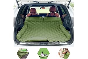 ONTYZZ Matelas Gonflable pour Voiture SUV 2 Personnes Camping Matelas Tapis de Couchage Autogonflant avec Oreiller & Pompe à Pied pour Camping Voyages L'arrière-Cour Plage