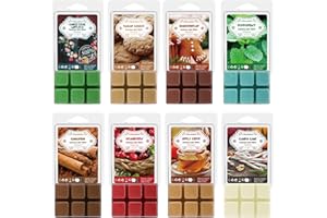 SALKING Inverno Set di Tart Profumate Cera per Lampada Profumata, 100% Cera di Soia Naturale, Candela Profumata per Ambienti, set Regalo di Profumi di Biscotto e Cannella per Halloween, Natale, 8 pz.