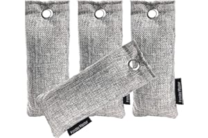 ‎FONDAY 4 Packs Shoe Deodorizer Bags, Fonday Bamboo Charcoal Odor Eliminator(75g each), Air Purifying Bags Odor Absorber for Gym Bag, Car, Pet, Closet