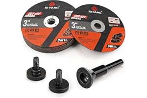 SI FANG 11Pcs 3 inch Cut Off Wheels with 1/4 in Mounting Mandrel Kit for Die Grinder, 76mm x 9.5mm Arbor Metal Cutting Discs 1.2mm Thick Grinder Discs, For Rotary Tool Drill Attachment Cutter