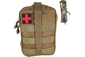 SECUENOR Trousse de Premiers Secours compléte militaire Kaki,compacte,légére,Pratique ASSEMBLEE EN FRANCE +3 tire tiques Se fixe à la ceinture Conçu pour toutes activités randonnée,voyage airsoft