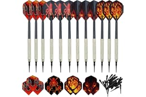 Strehknewen 12 Stück Dartpfeile Set, Dartpfeile mit kunststoffspitze, 24 Flights in 4 Designs, 100 zusätzliche Dartspitzen, geeignet für Elektronische Dartscheibe, Gesellschaftsspiele, Zusammenkünfte