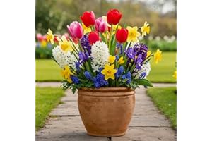 DUTCH BULBS EXCLUSIVE PLANTS FROM HOLLAND Bulbi Fiori Perenni da Esterno - Collezione per Bordure Primaverili - 50 bulbi - Tulipano, Narciso, Giacinto, Muscari - Piante dall’Olanda (non semi, non artificiali)