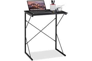 ‎RELAXDAYS Relaxdays Schreibtisch klein, HxBxT 75 x 60 x 40 cm, kompakter Computertisch, Laptop Arbeitstisch, MDF & Metall, schwarz