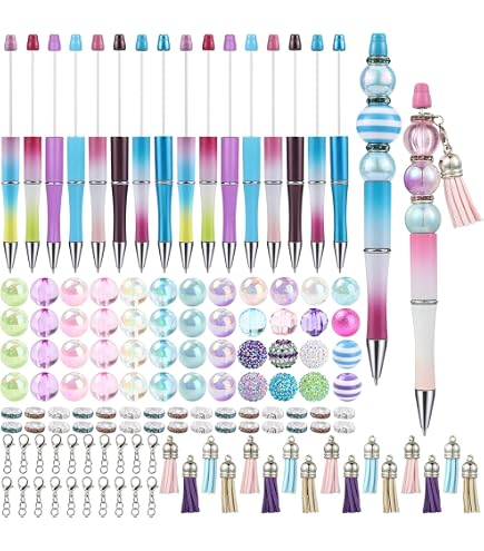 82-teiliges DIY Perlen-Kugelschreiber Set – Mit Bastelperlen In Hundepfoten- & Strass-Design, Zum Selbstgestalten | Ideal Für Geschenke, Party & Schule
