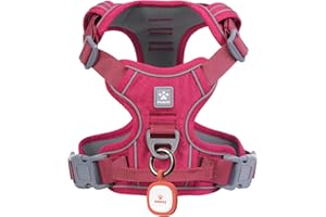 Pawaii Hundegeschirr Hundegeschirr für Große Hunde Antizuggeschirr für Hunde Anti Zieh Geschirr Brustgeschirr Anti Zug Reflektierende Verstellbare Atmungsaktive Hundegechirr ID Tag Enthältet(L Rot)