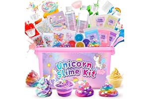 iKidiki Gör Det Själv Set För Slime, Enhörningsslime Barnpresent Flickor 6 7 8 9 10 11 12 år DIY Slime Leksaker Från 6-12 år
