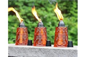 Seraphic Lot de 3 lampes de poche à la citronnelle pour terrasse, jardin, pelouse et fêtes en plein air, ambre