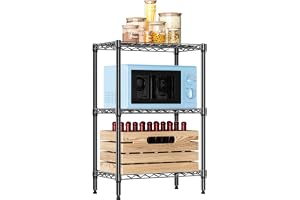IZEUK Metal Storage Shelving Unit Heavy Duty Closet Organizers 750 lbs 3 Tier Shelf Black 13.8" D x 23.6" W x 35.5" H