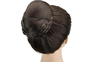 IMISSU Tressé Chignon Danseur Couverture De Cheveux Donut Morceaux De Cheveux Chouchous Perruque Clips Updo sur Fête De Mariage (M3 Chocolate Brown)