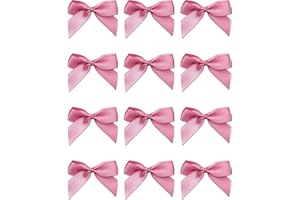 Italian Options Small Satin Ribbon Bows, Self Adhesive Bow Decorations for Crafts, Gift Wrap, Hampers, Hair Bows, Wedding Stationery, Floristry, Christmas, Cakes, Crafting, Antique Pink, 12 Pack, 5 cm