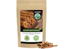 ‎ALPI NATURE Alpi Nature Cejlonowe laski cynamonu 125 g, pałeczki cynamonu Cejlonu całe 80 mm ze Sri Lanki, ok. 14-16 cynamonowych pałeczek w woreczku