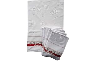 OM DOLCE CASA M&O Strofinacci Canovacci Asciughini Cucina Natale Modello Arriva Babbo Natale Set da 3 Pezzi con Inserto in Tela Aida 100% Cotone Prodotto in Italia