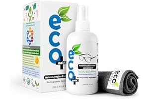 Ecomoist Natural Lens Cleaner 250ml – Alcohol-Free Spray with Microfibre Cloth – Streak-Free, Anti-Static Cleaning for Glasses, Camera Lenses, Binoculars, and Screens