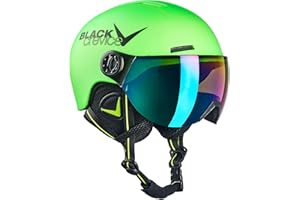 BLACK CREVICE Casco da sci per bambini Leogang I Casco da sci con visiera stile pilota in diversi colori I Casco da snowboard unisex I Casco da sci traspirante I Misura regolabile
