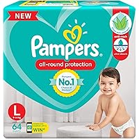 Pampers All round Protection Pants, Large size baby diapers (LG) 64 Count, Lotion with Aloe Vera