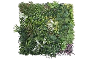 Trintion Artificial Plant Flower Living Wall Panels 1m x 1m Grass Plant Wall Panels Green Privacy Living Wall Fence Screening Home Garden Spring Leaf Backdrop for Indoor or Outdoor Garden Home