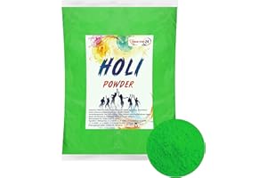 INDIAN STORE 24 Holi Gulal Pulver wasserlöslich Natural festival Fotoshooting Rangoli Colors Regenbogen powder holy farbbeutel Farbpulver fotos party Baby Shower (Parrot 1kg)