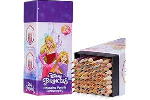 Disney Crayons de Couleur Enfant, Coffret 72 Crayons de Couleur pour Dessin et Coloriage, Couleurs Assorties (Violet Princesses)