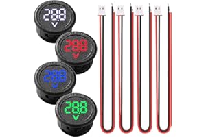 VooGenzek 4 Stücke DC 5-100V DC Digital Voltmeter, 2 Drähte Spannungsmesser 3-Digit LED Anzeige, mit Anti Konnection Schutz, für Autos Fahrzeuge Motorräder Boote, Mehrfarbig