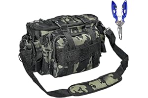 HWSWSH Borse per attrezzatura da pesca in tessuto Oxford, borsa impermeabile e mimetica per trasporto di attrezzatura da pesca